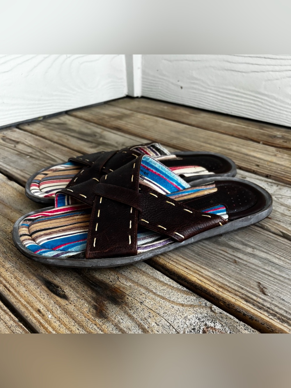 Johnston & Murphy Cross Strap Leather Sandals‎ Men’s 11 Casual Summer
